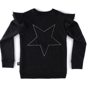Nununu embroiled black sweatshirt star on back size 10-11